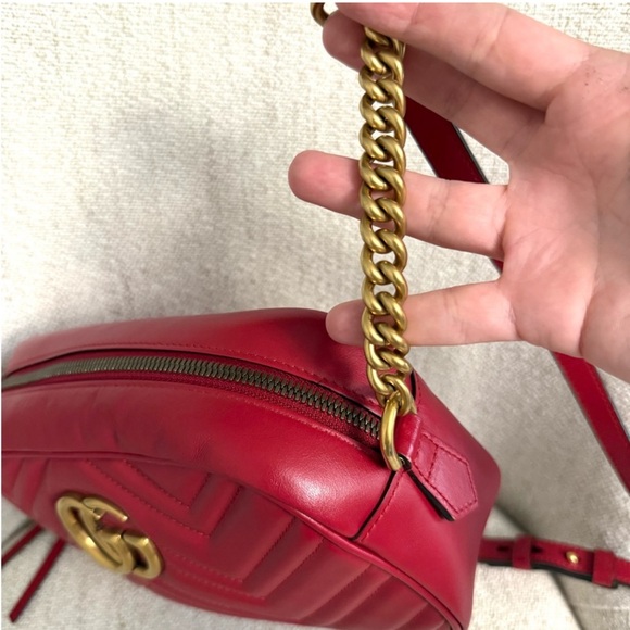 Authentic Gucci Marmont crossbody bag red leather gold GG - Picture 12 of 15
